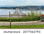 Floating bridges in Seattle, Washington in autumn.