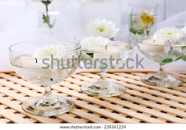 Floating Candles Glass Vases Stock Photo Edit Now 238361224