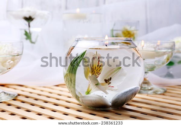 Floating Candles Glass Vases Stock Photo Edit Now 238361233