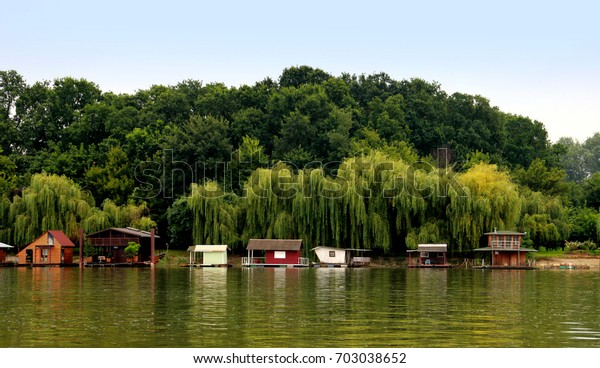 Floating Cottages On Rivernear Forest Stock Photo Edit Now 703038652