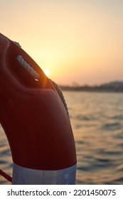 floating device on a boat during sunset