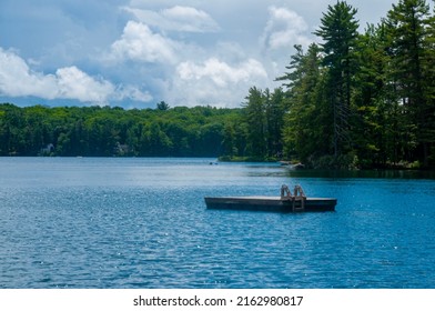 A Floating Dock On The Cottage Lake