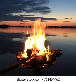 Floating Firepit Over Secluded Lake Stock Photo Edit Now 761464462