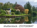 The floating gardens of Les Hortillonnages, Amiens, France. They consist of a number of small cultivated islands on the banks of the River Somme, surrounded by water. They are only accessible by boat.