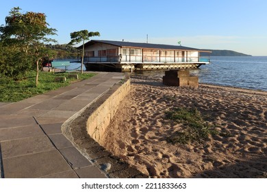 Floating House Under The Guaíba Lake In The City Of Porto Alegre In Brazil.