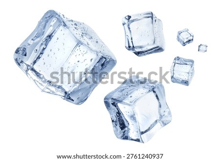 Floating ice cubes, isolated on white background