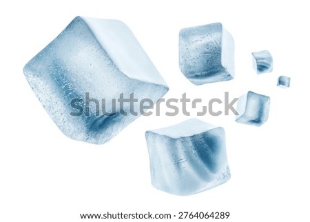 Floating ice cubes, isolated on white background