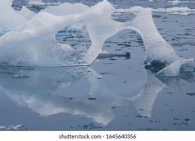 Floating Ice Sculpture Shaped Like A Heart.