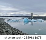 floating icebergs in jokulsarlon glacier lagoon