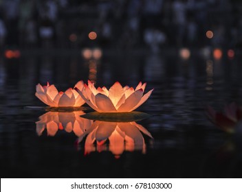 Floating Lantern At Night