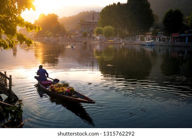 Floating market in Jammu and Kashmir, India