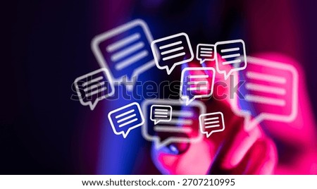 Floating Message Bubbles with Glowing Effect Representing Communication