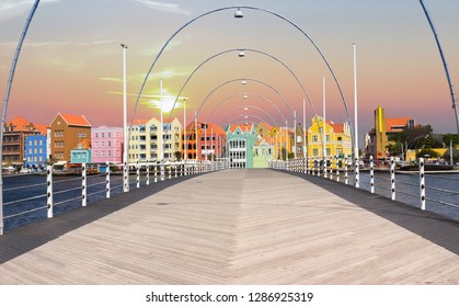 Floating Pantoon Bridge In Willemstad, Curacao