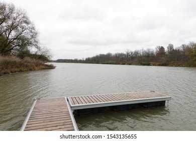 Floating Pier On Grand River, Ontario, Canada