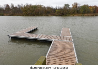 Floating Pier On Grand River, Ontario, Canada