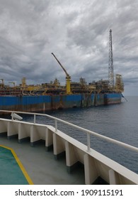 Floating Production Storage And Offloading (FPSO) Vessel, Oil And Gas Indutry. View From Ship