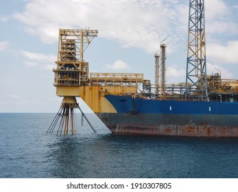 Floating Production Storage And Offloading (FPSO) Vessel, Oil And Gas Industry. View From Ship