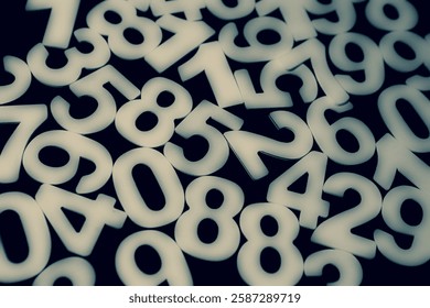 Floating Random Numbers on a High-Tech Grid. Numbers Background, Finance and Data Concept.
