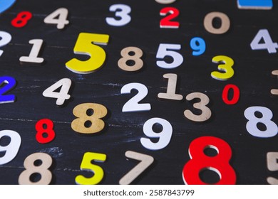 Floating Random Numbers on a High-Tech Grid.Numbers Background, Finance and Data Concept
