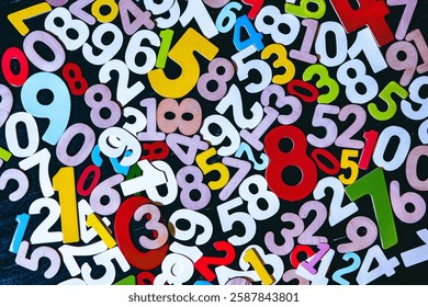 Floating Random Numbers on a High-Tech Grid.Numbers Background, Finance and Data Concept
