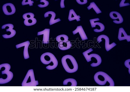 Floating Random Numbers on a High-Tech Grid. Blurred Motion Numbers in a Speed and Data Concept