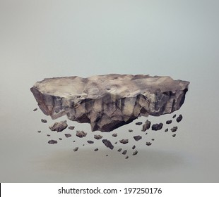 Floating Rock Surface With Crumbling Stones