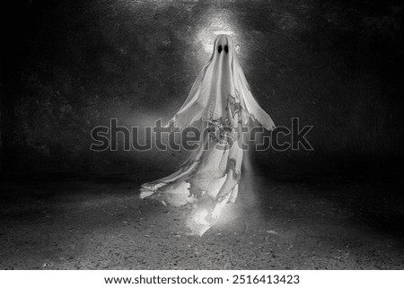 Similar – sad bride in wedding dress and long veil