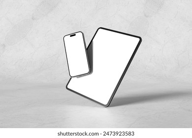 Floating Smartphone and Tablet Mockup for showcasing your design to clients - Powered by Shutterstock