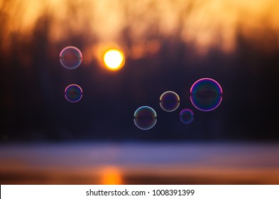 Floating soap bubbles