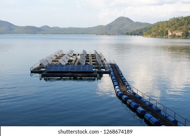 floating solar panel on lake surface