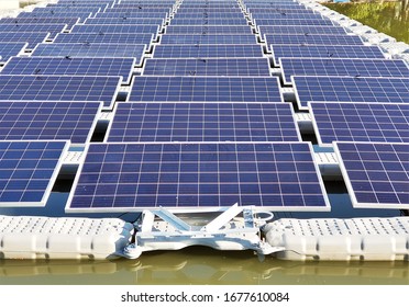 Floating solar panels or solar cell Platform on the water., Ecological energy, Photovoltaic, Alternative electricity source, technology innovation,Solar power station.