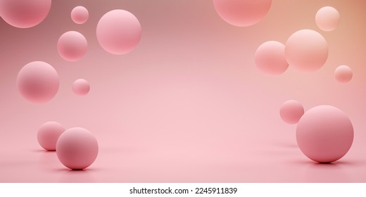 Floating spheres 3d rendering empty space for product show - Shutterstock ID 2245911839