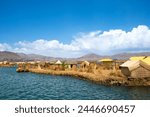 The floating and tourist Islands of lake Titicaca Puno Peru South America