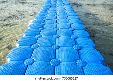 Floating Walk Way Pontoon In The Sea.