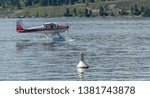 Floatplane on lake getting ready for takeoff