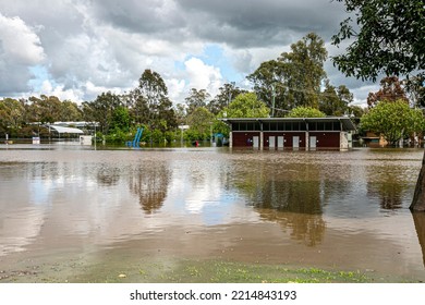 Flood In Australia, Victoria, Shepparton. The Park Underwater At October 2022  