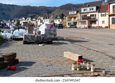 Flood Damage In Ahrtal. Cleanup And Reconstruction In The Ahr Valley