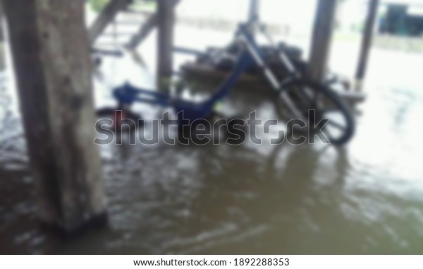 flood disaster in urban settlements blur.  Blurry\
background \

