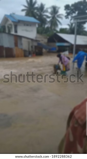 flood disaster in urban settlements blur.  Blurry\
background \

