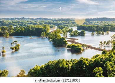 Flood Near Missouri River In Summer