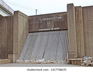 Flood Protection Barrier On A Levee