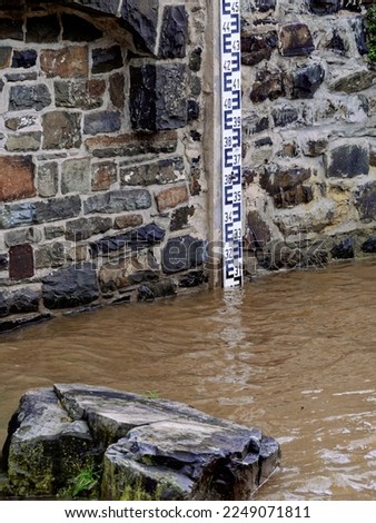 Similar – Image, Stock Photo Floods on the Lenne: protective wall for the city center