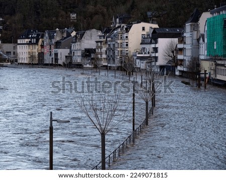 Similar – Image, Stock Photo Floods on the Lenne: protective wall for the city center