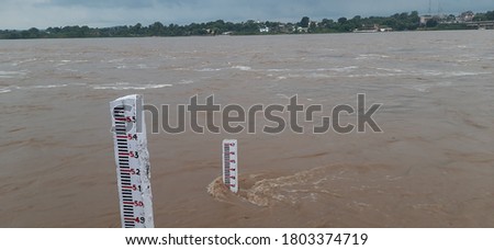 Flood river rainfall danger level water water level gauge reading