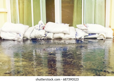 Flood water - Sandbags for flood defense 