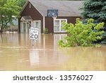 flood waters overtake a town in Indiana