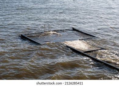 Flooded Bathing Pier In Øresund After Storm