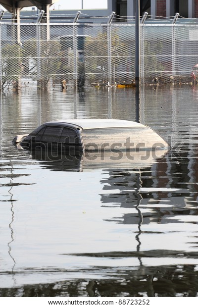 Flooded\
car