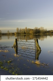 Flooded fields on the Somerset Levels in the west of England