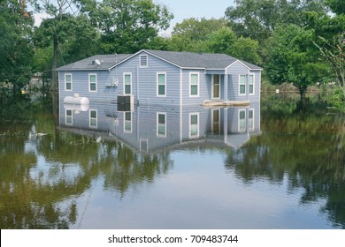 The Flooded House. Consequences Of Hurricane Harvey, Texas, USA